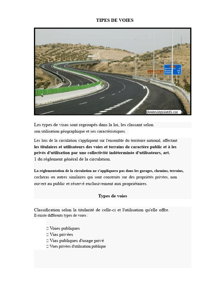 Types de voies de circulation expliqués | PDF | Aménagement cyclable ...