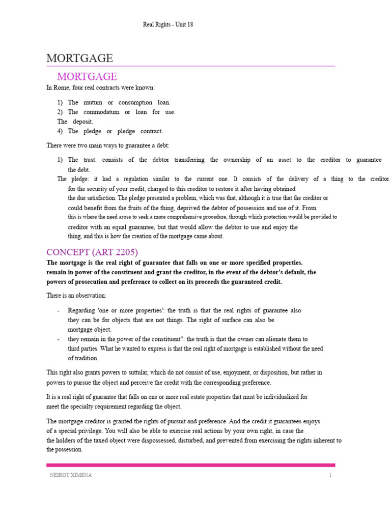 Understanding Mortgages in Real Rights | PDF | Guarantee | Mortgage Law