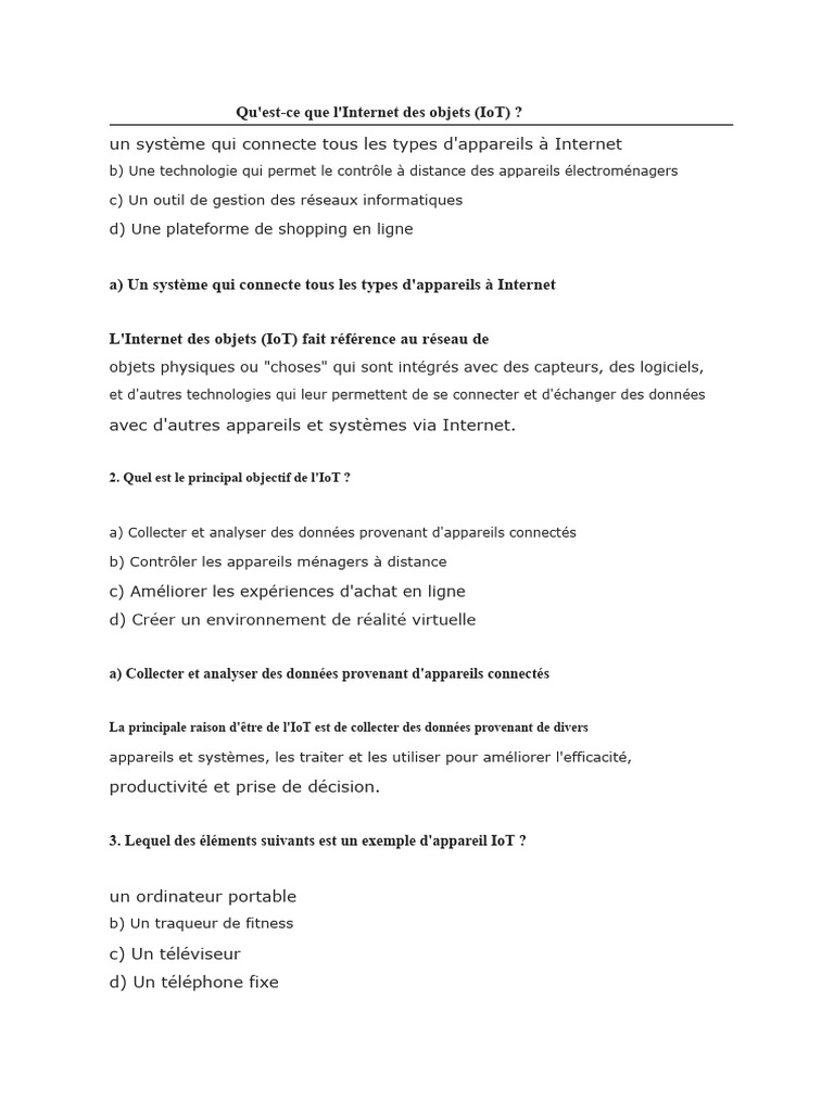Introduction à l'Internet des objets (IoT) | PDF | Internet des objets ...