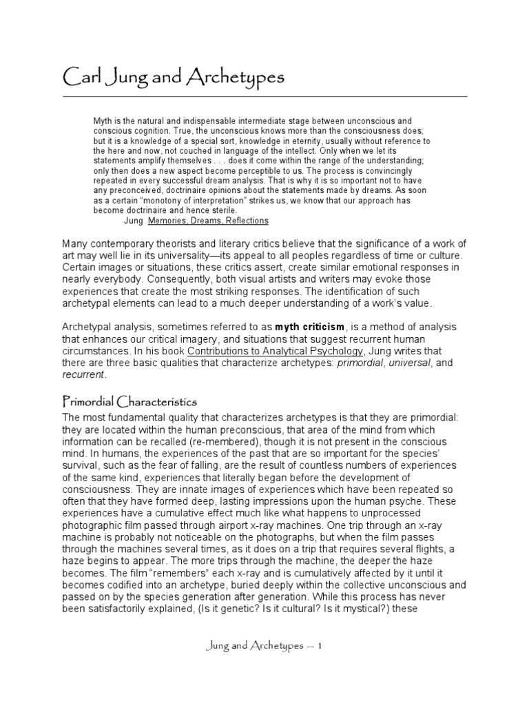 Carl Jung and Archetypes | PDF | Shadow (Psychology) | Psychology