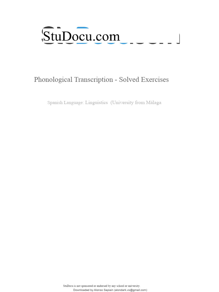 Phonological Transcription Solved Exercises Pdf Human Communication