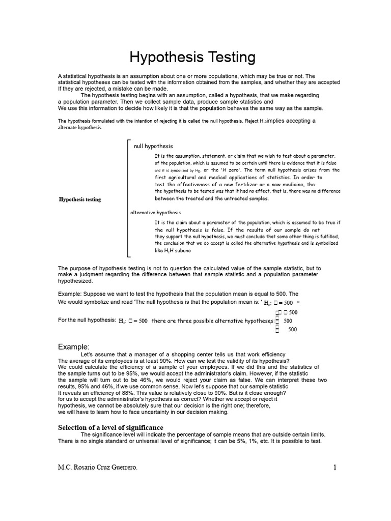 Understanding Hypothesis Testing Basics | PDF | Type I And Type Ii ...
