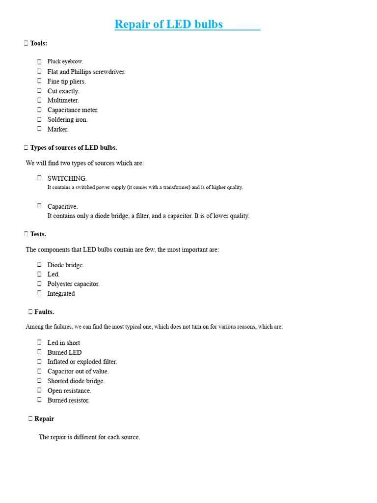 Repair of LED Bulbs | PDF