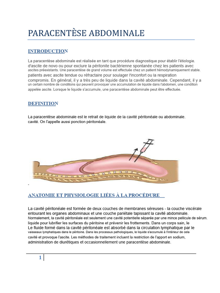 Paracentèse abdominale et ascite | PDF | Péritoine | Médecine clinique