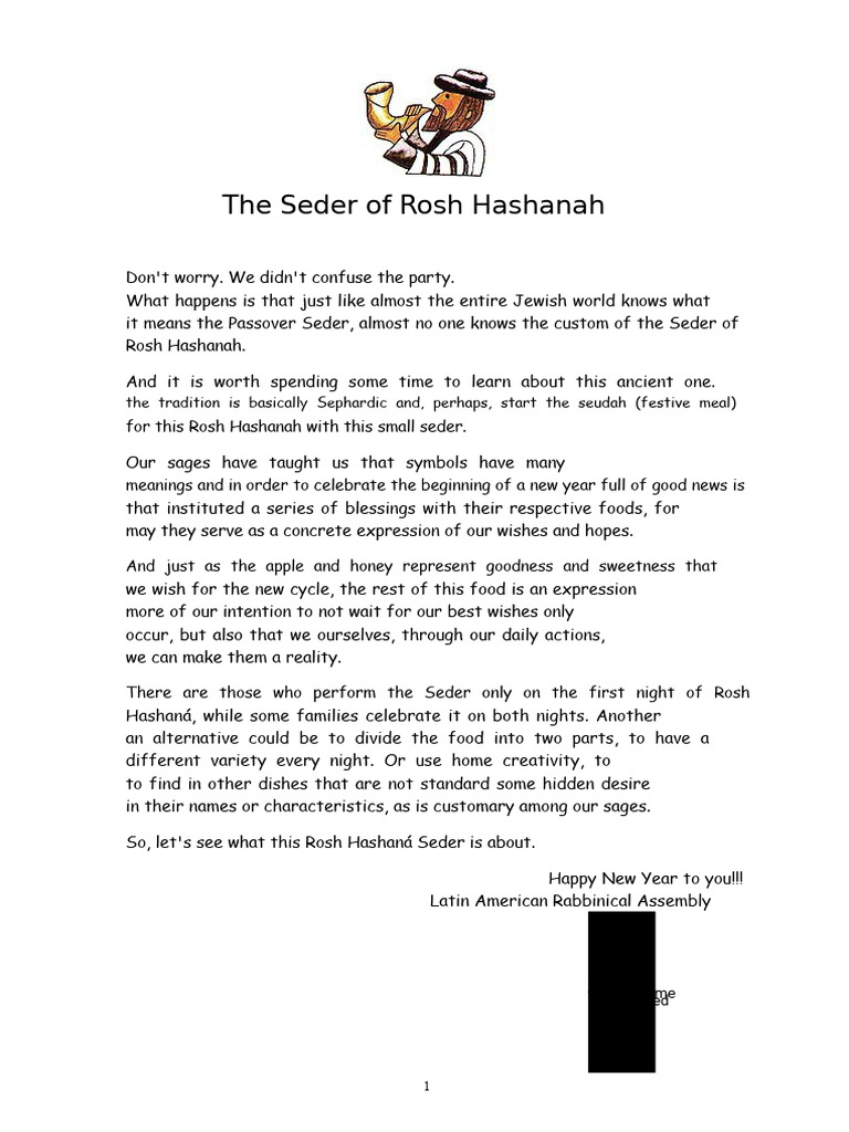 Rosh Hashanah Seder Traditions Explained | PDF | Rosh Hashanah ...