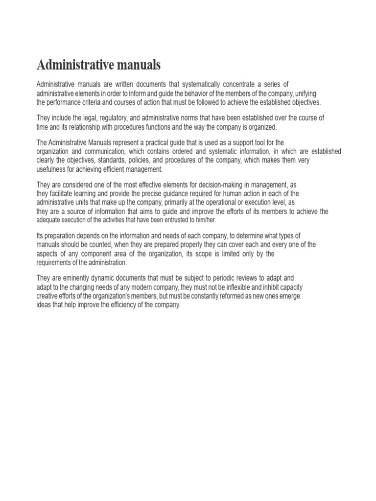 Comprehensive Guide to Administrative Manuals | PDF | Information ...