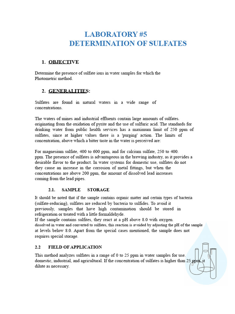 Sulfate Determination in Water Samples | PDF | Sulfate | Spectrophotometry