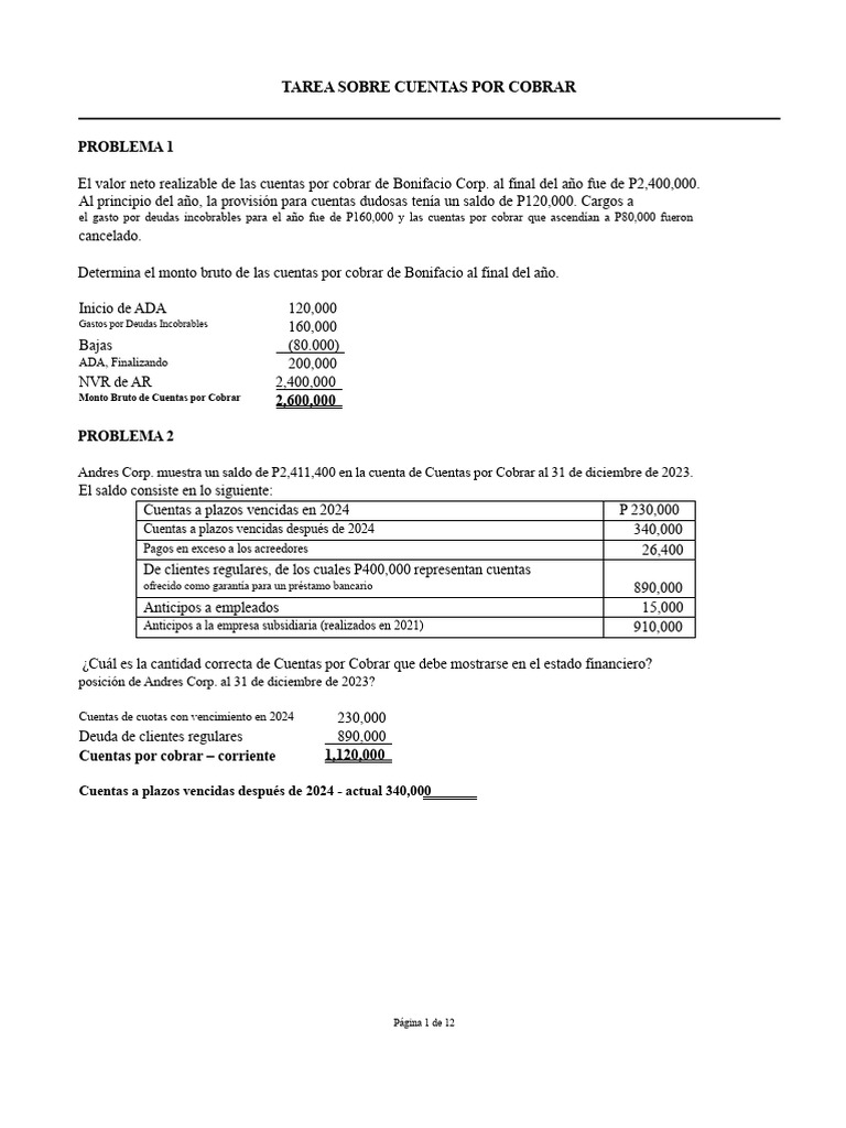 Análisis de Cuentas por Cobrar y Provisión | PDF | Deuda incobrable ...