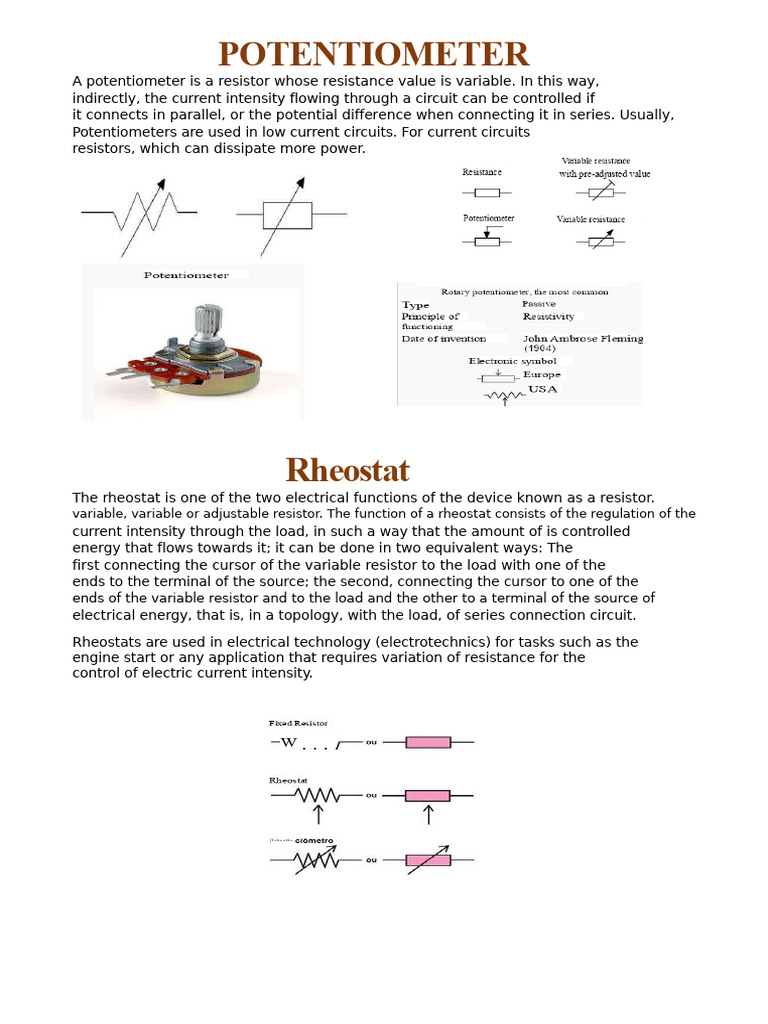 Understanding Potentiometers and Resistors | PDF | Resistor | Electric ...