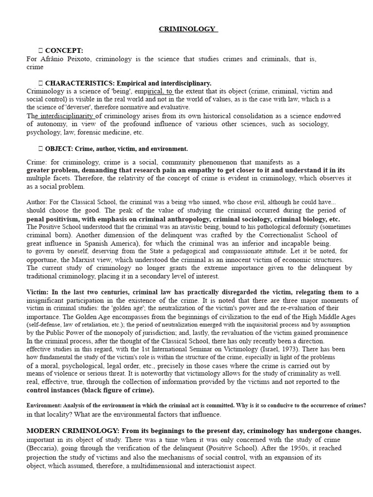 Overview of Criminology Concepts | PDF | Crimes | Crime & Violence