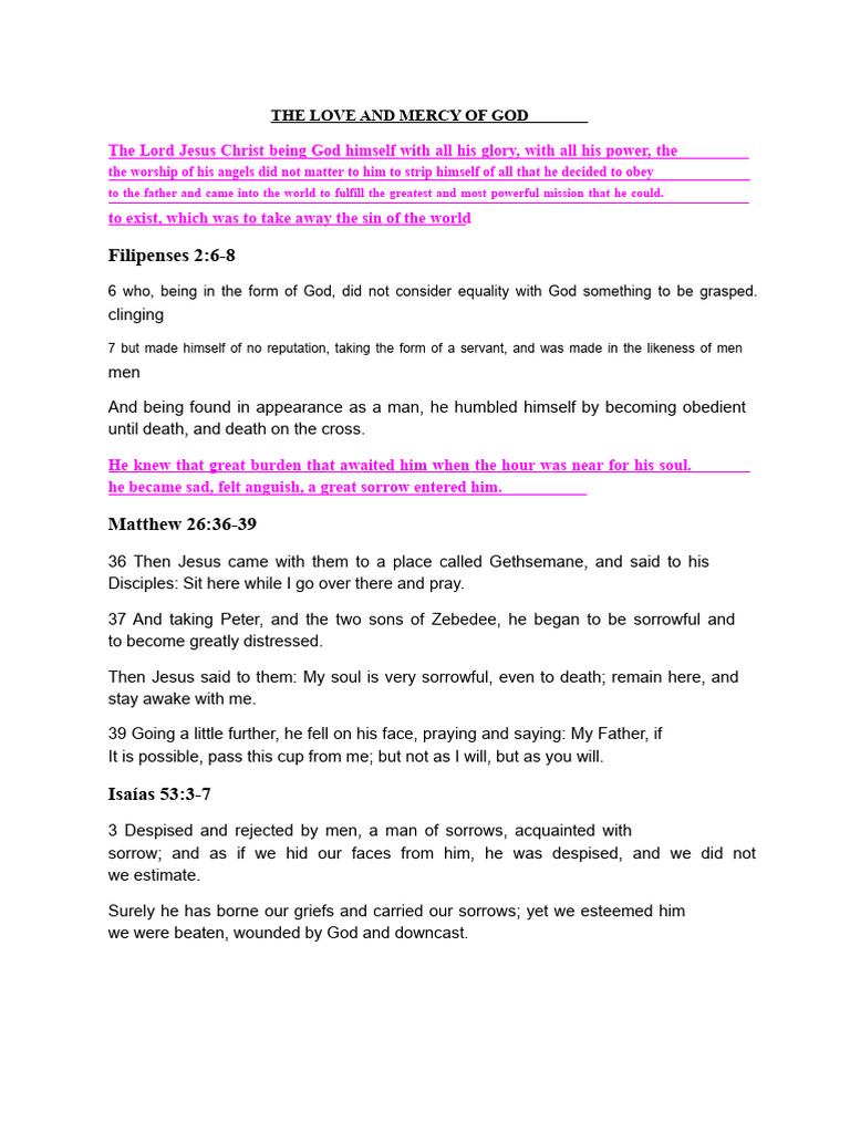 God's Love and Mercy Explained | PDF | Jesus | God In Christianity
