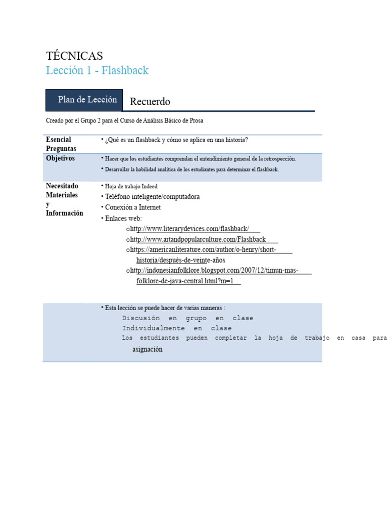 Técnicas de Flashback en Narrativa | PDF