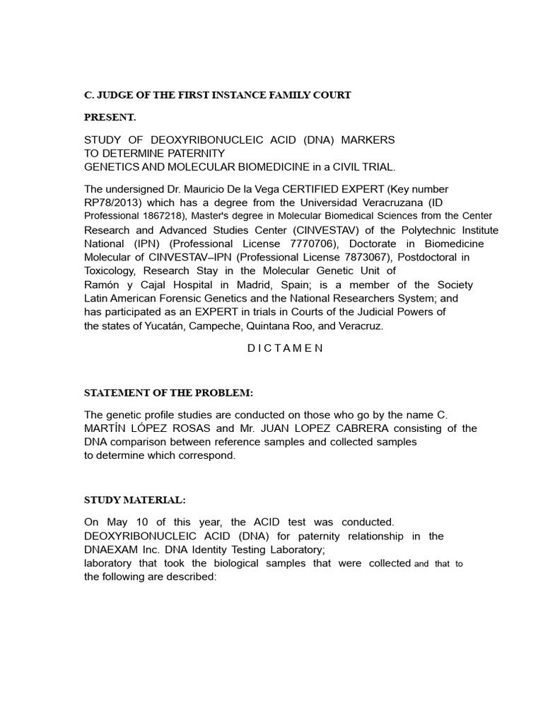 EXPERT TESTIMONY DNA Report | PDF | Dna Profiling | Genetics