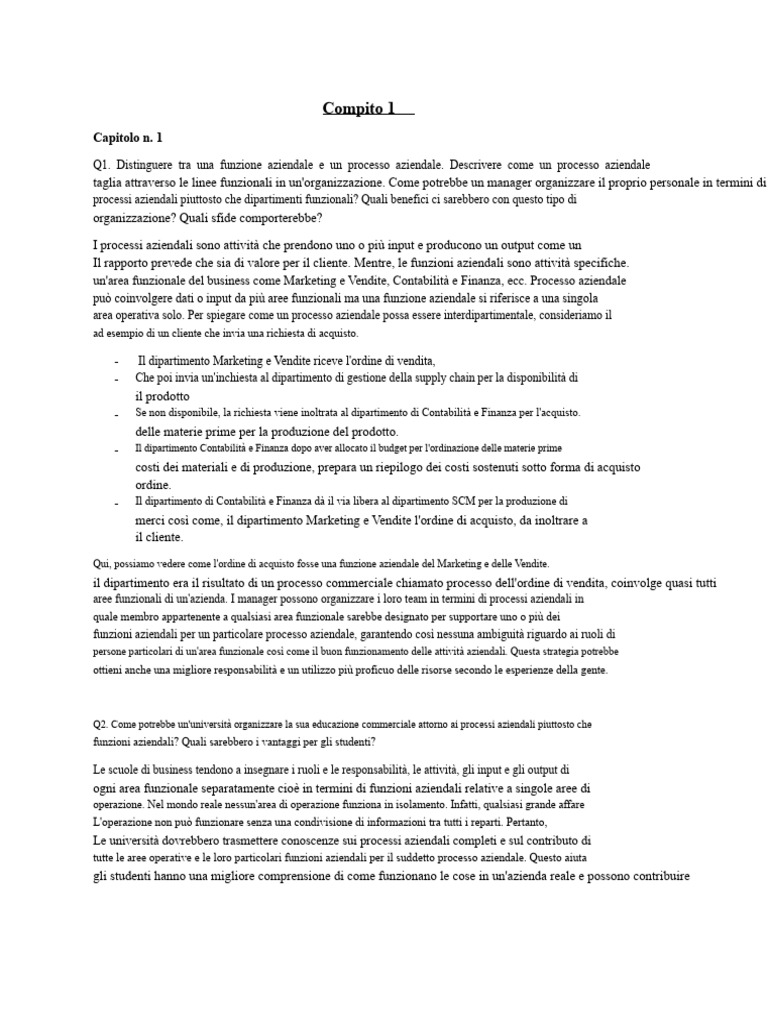 Compito 1 | PDF