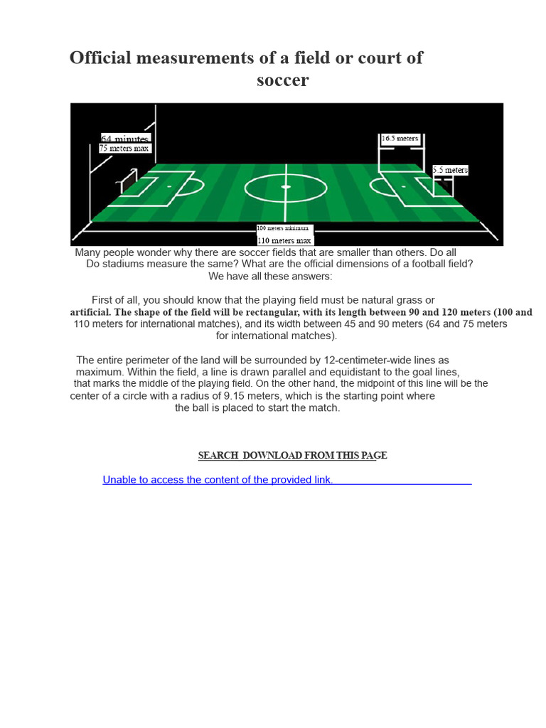Soccer Field Dimensions in Meters | PDF | Association Football