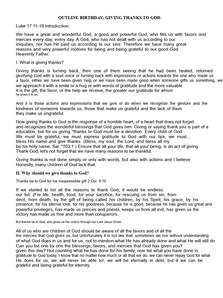The Importance of Thanking God | PDF | Gratitude | God In Christianity