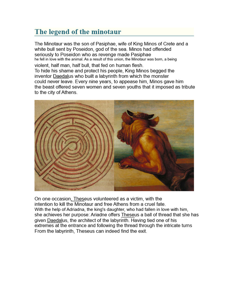 The Legend of The Minotaur | PDF