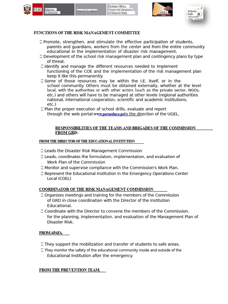 Functions of Risk Management Committee | PDF | Emergency Evacuation ...