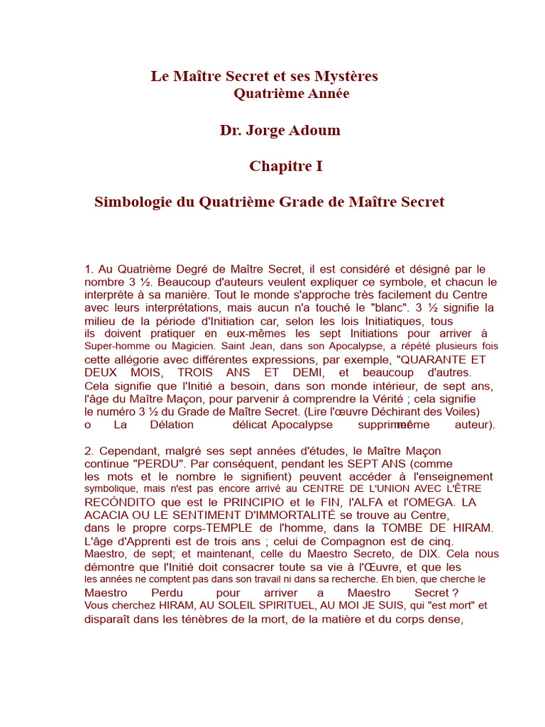 Mystères du Maître Secret et Initiation | PDF | Vérité | Esprit