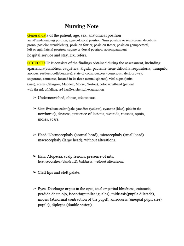 Comprehensive Nursing Assessment Note | PDF | Intravenous Therapy ...