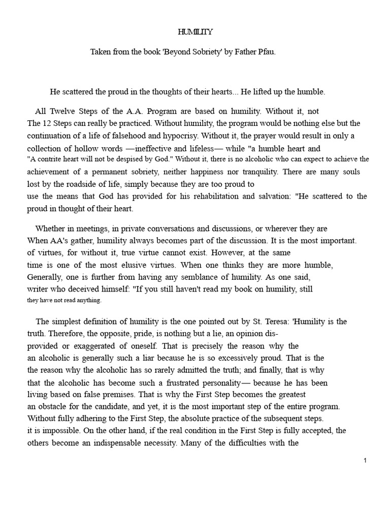 Humility and The First Things Come First | PDF | Humility | Alcoholics ...