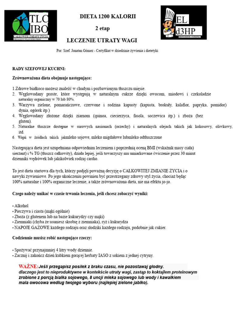 Dieta 1200 Kalorii | PDF