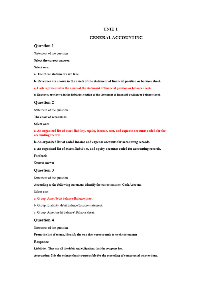 General Accounting Questions and Answers | PDF | Debits And Credits ...