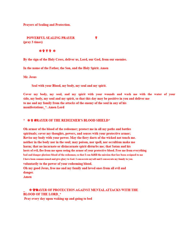 Sealing and Protection Sentences | PDF | God The Father | Prayer