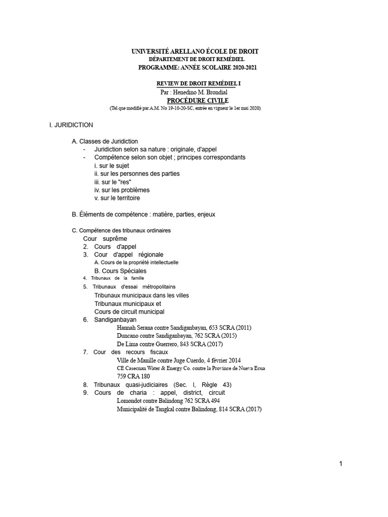 Juridiction et Procédure Civile en Droit | PDF | Crimes | Crime et violence