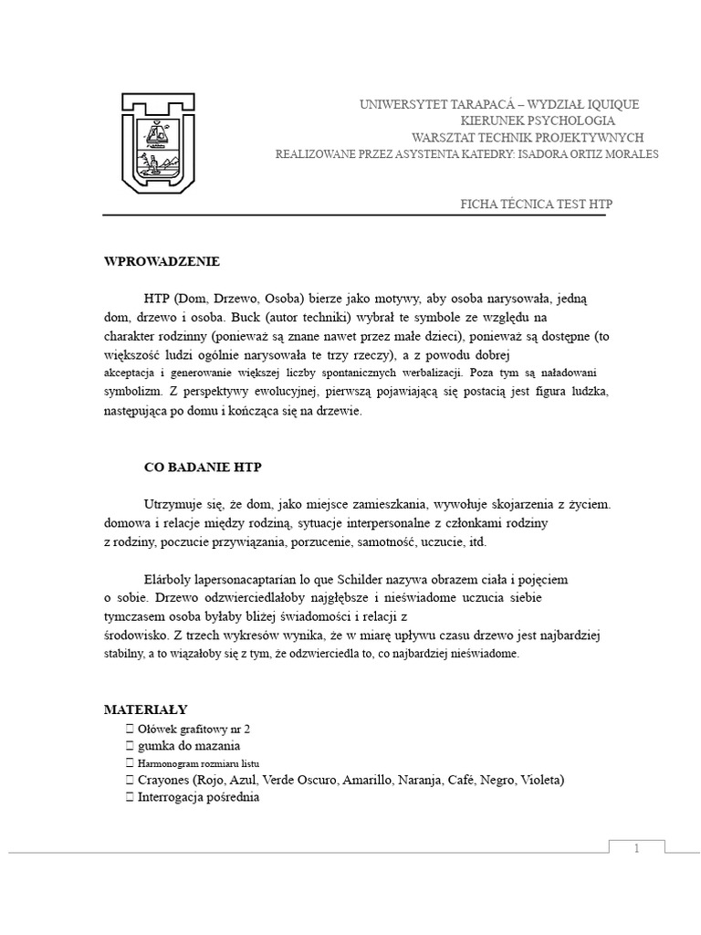 Karta Testowa HTP | PDF