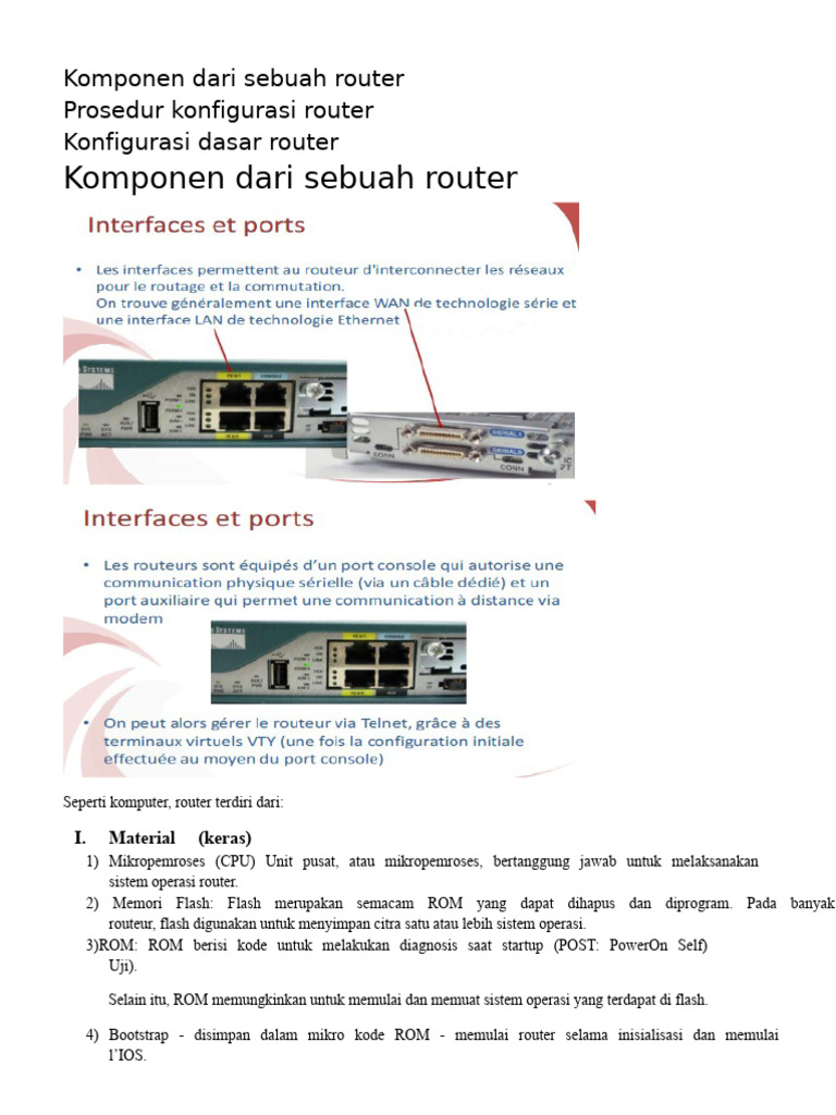Komponen dan Konfigurasi Router | PDF