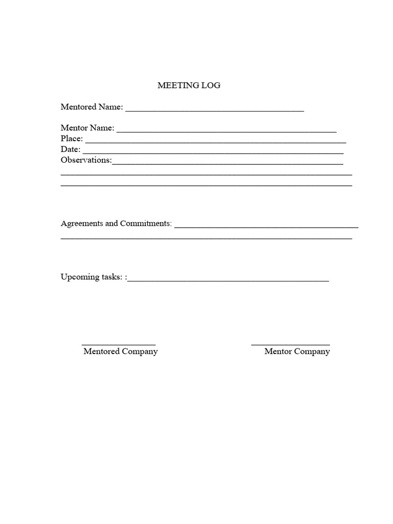 Meeting Log Template for Mentorship | PDF