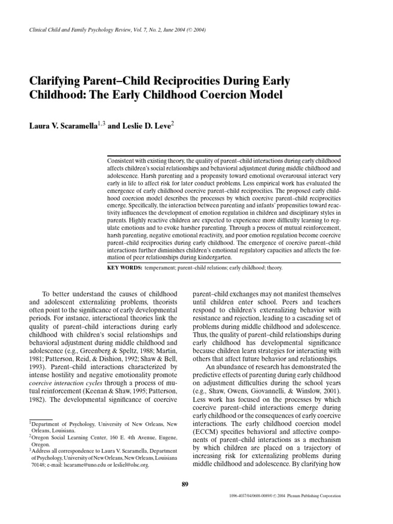 Early Childhood Coercion Model Explained | PDF | Attachment Theory ...