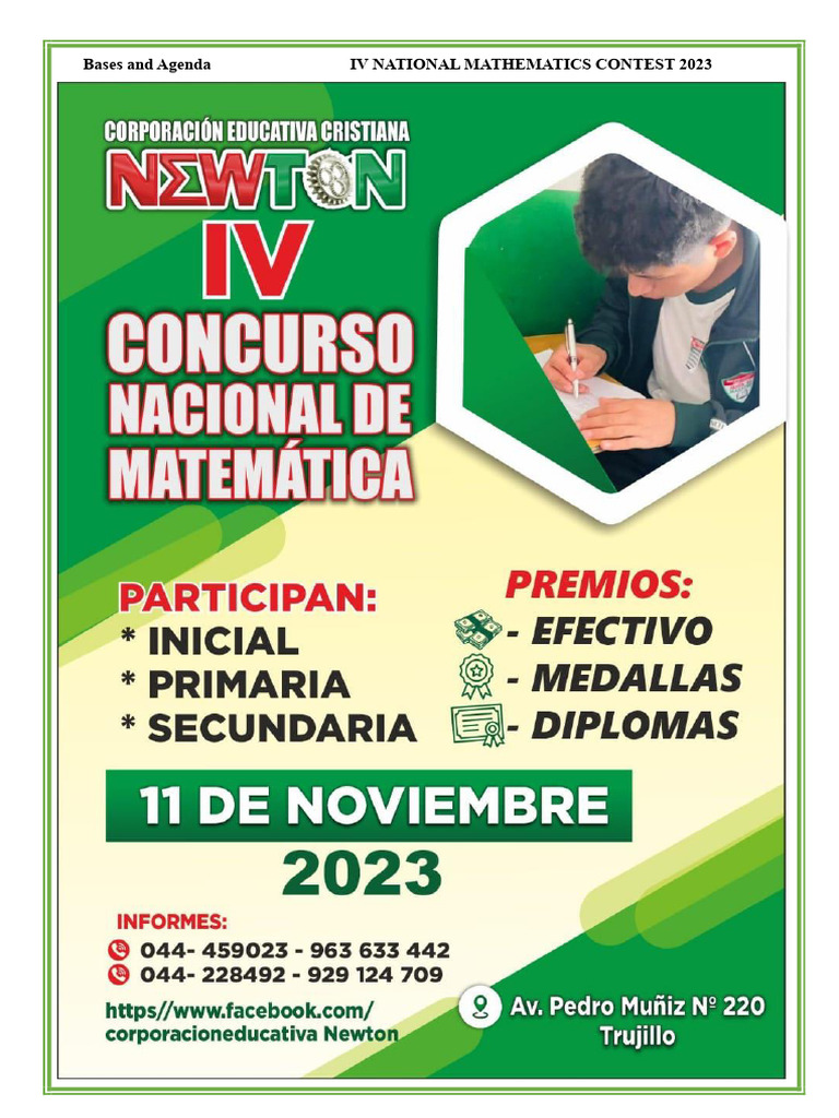 IV National Mathematics Contest 2023 Guide | PDF | Multiplication | Numbers