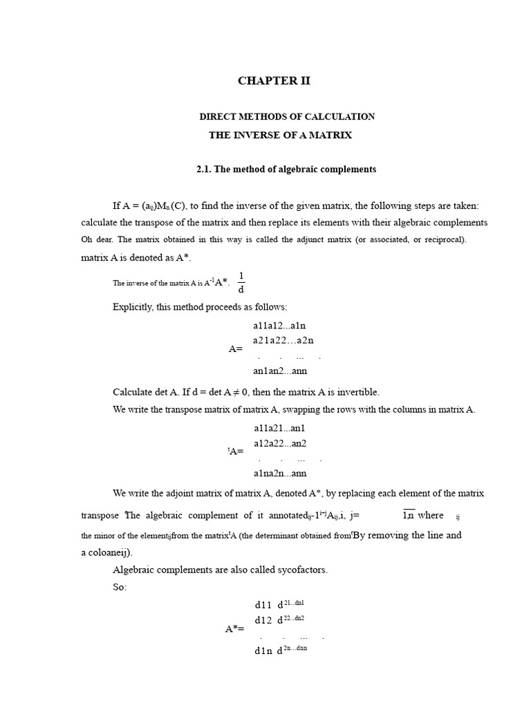 Inverse Matrix Calculation Methods | PDF | Matrix (Mathematics ...