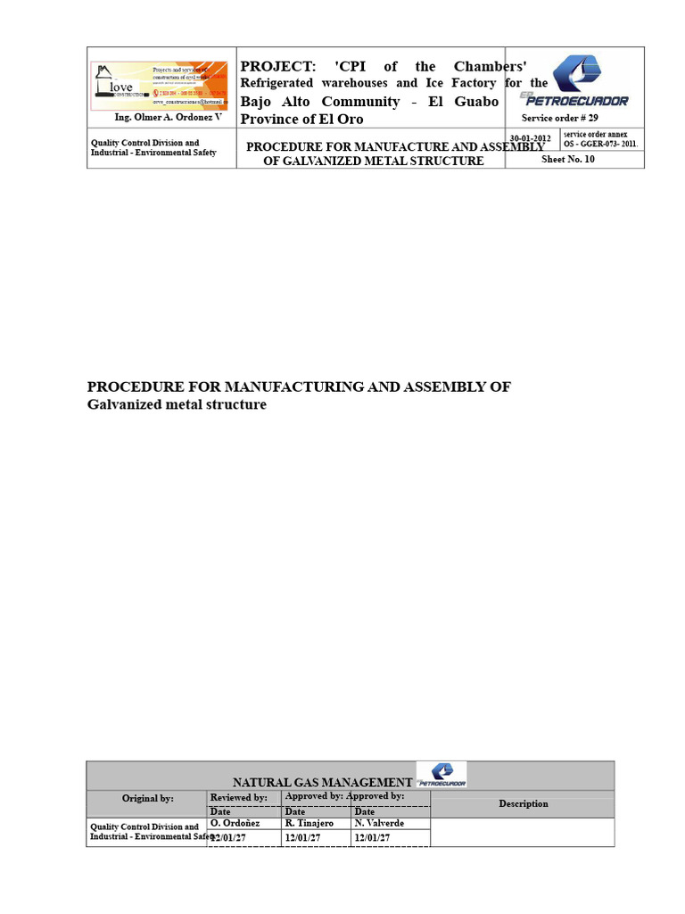 Procedure For Manufacturing and Assembling Galvanized Metal Structure ...