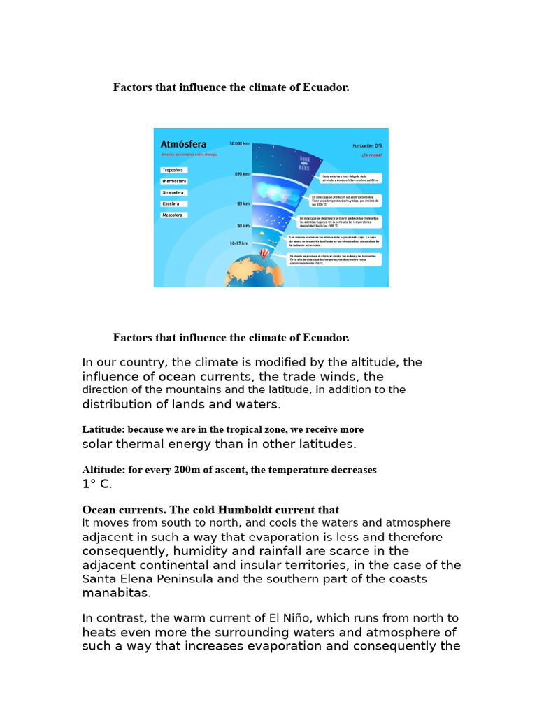 Climate Influences in Ecuador Explained | PDF | Foods | Wound