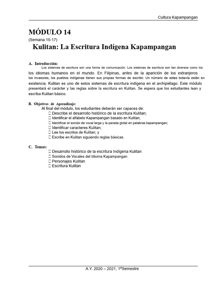Escritura Kulitan: Cultura Kapampangan | PDF | Escritura | Alfabeto