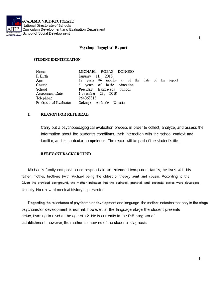 Psychopedagogical Report CLP Iii A Test | PDF | Qualitative Research ...