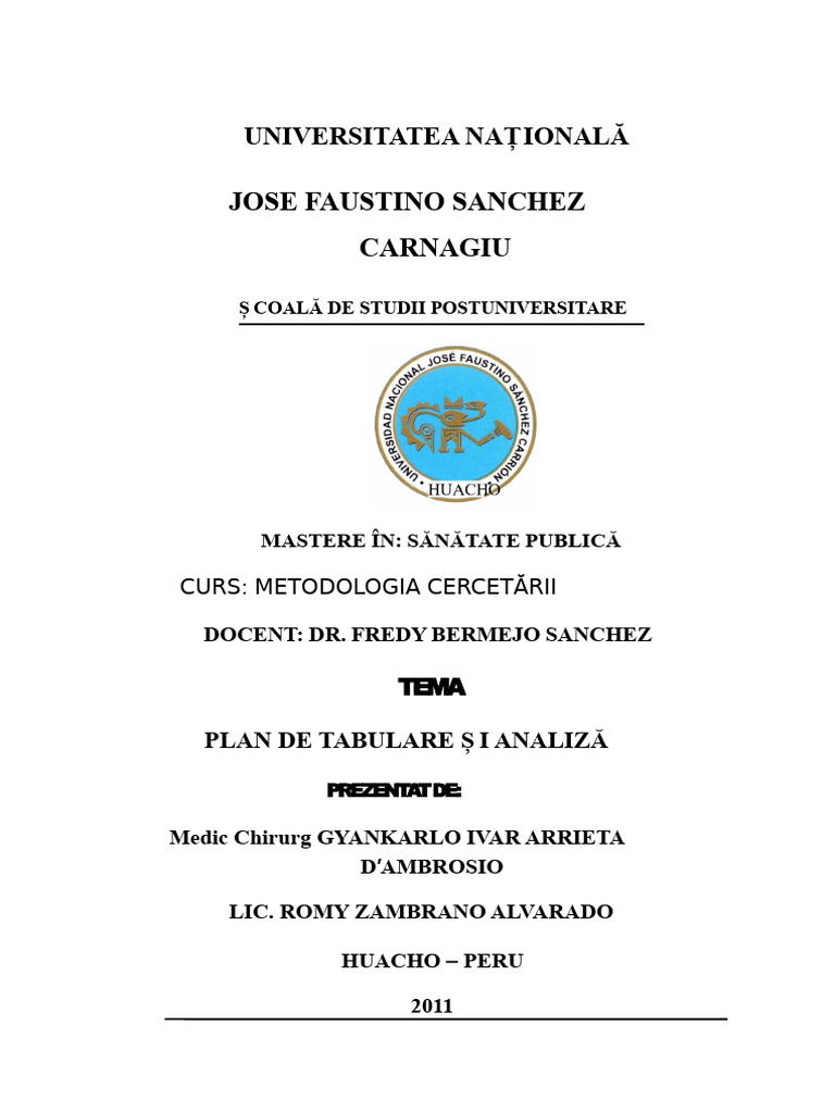 Plan de Tabulare Și Analiză | PDF