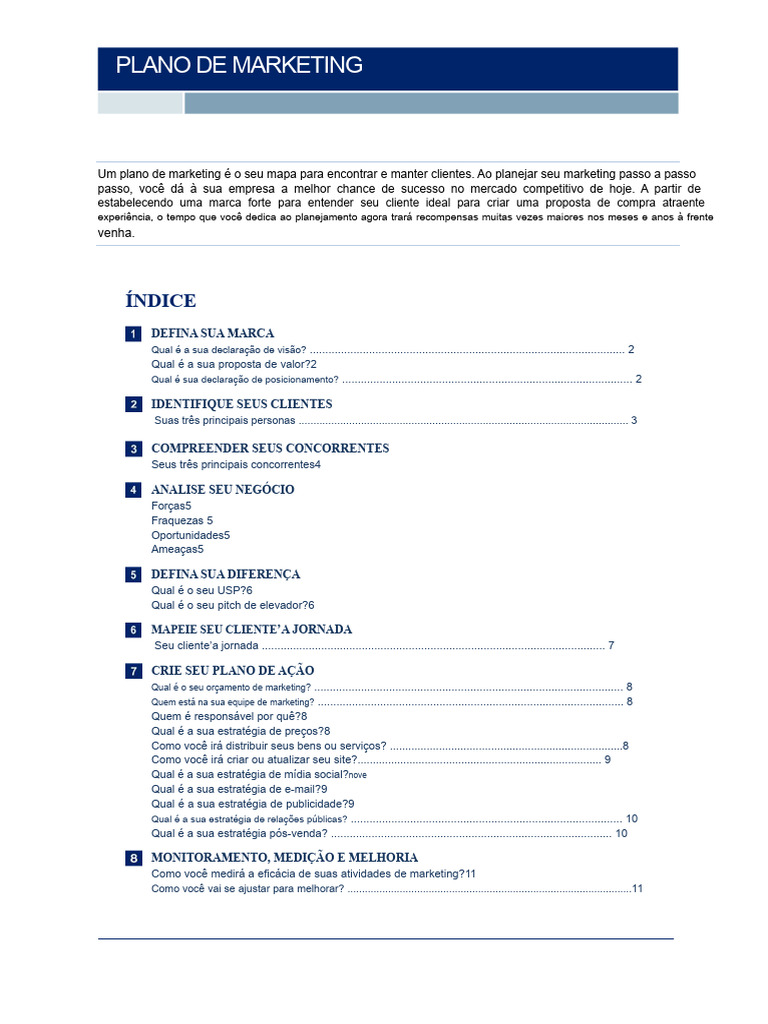 Estrutura Completa do Plano de Marketing | PDF | Marketing | Marca