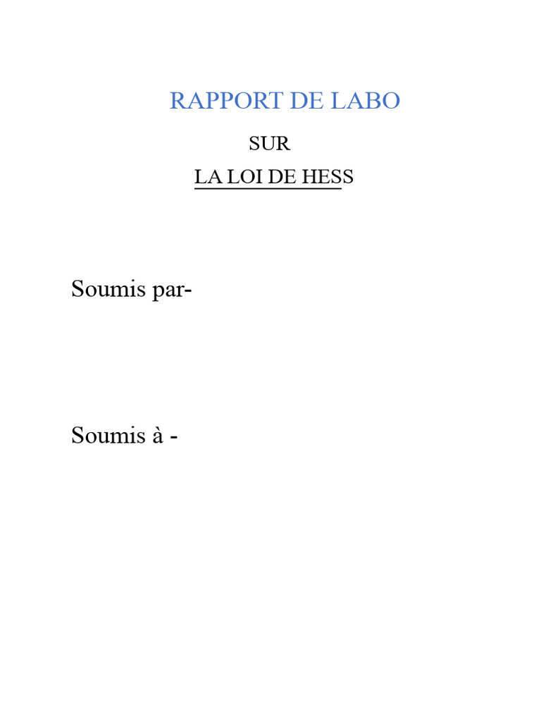 Enthalpie de réaction selon la loi de Hess | PDF | Hydroxyde de sodium ...
