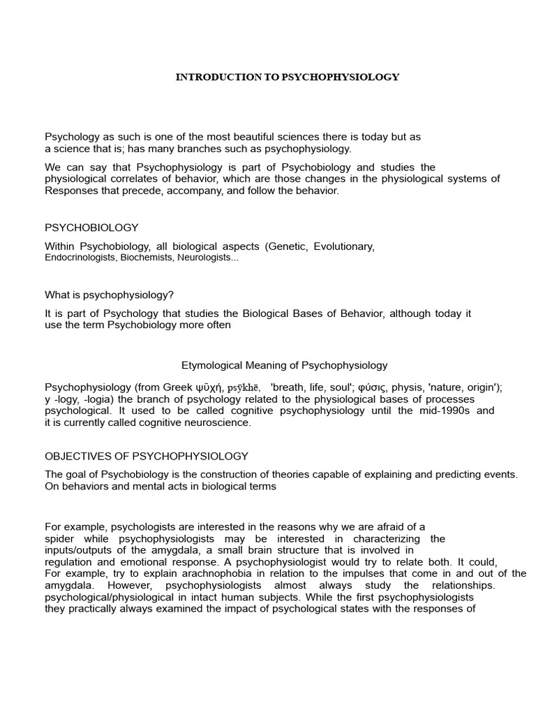 Understanding Psychophysiology Basics | PDF | Psychophysiology ...