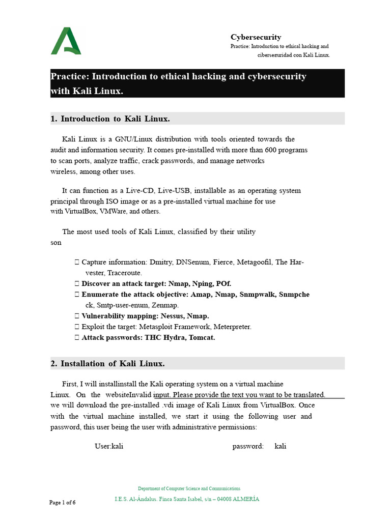 Practice - Ethical Hacking and Cybersecurity With Kali Linux - SEGIN v3 ...