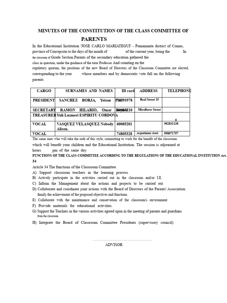 Class Committee Meeting Minutes 2023 | PDF | Government