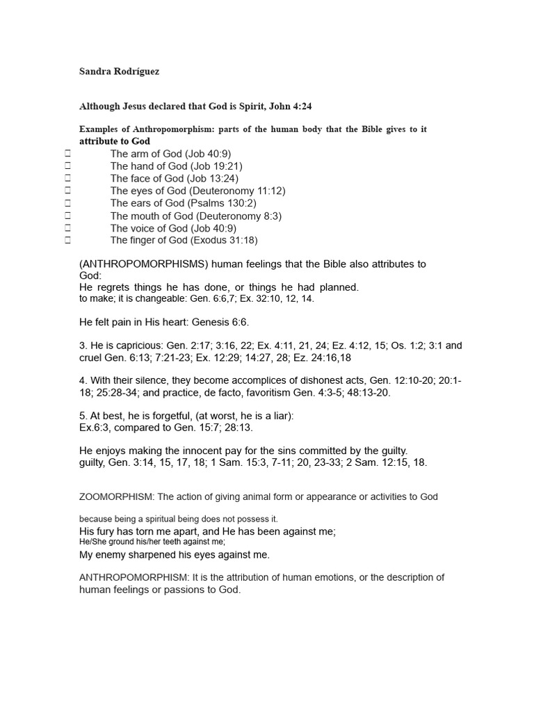 Examples To Describe God | PDF | God | Book Of Genesis