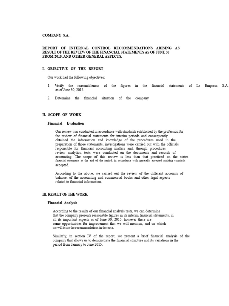 Internal Control Recommendations Report | PDF | Equity (Finance) | Expense