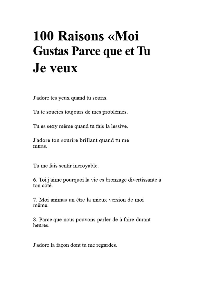 100 Raisons d'aimer quelqu'un | PDF