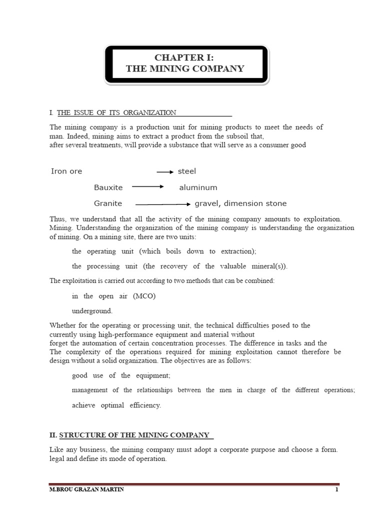 Mining Company Organization Overview | PDF | Mining | Board Of Directors