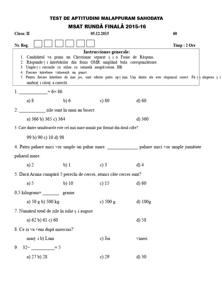 Clasa 2 | PDF